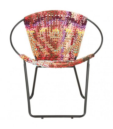 vidaXL Circle Chair Multicolours Chindi Fabric