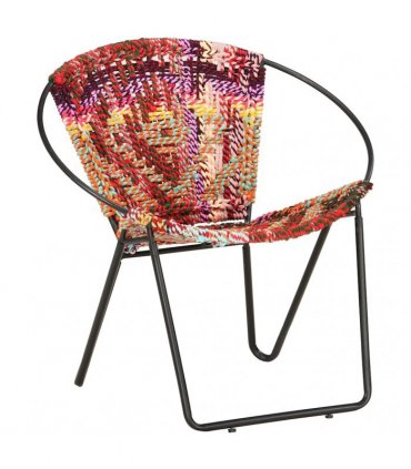 vidaXL Circle Chair Multicolours Chindi Fabric