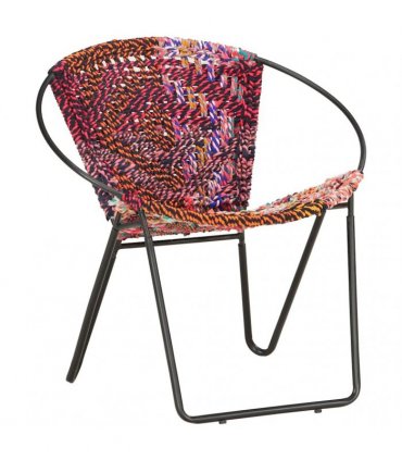 vidaXL Circle Chair Multicolours Chindi Fabric