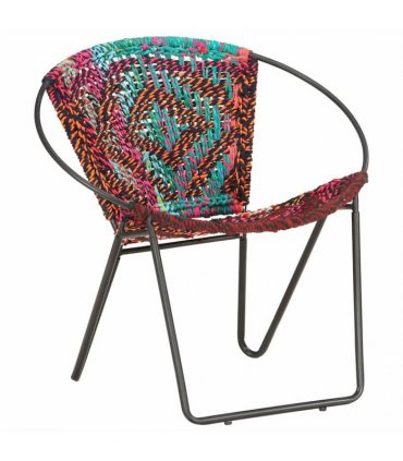 vidaXL Circle Chair Multicolours Chindi Fabric