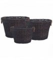 vidaXL 3 Piece Stackable Firewood Basket Set Dark Brown Willow