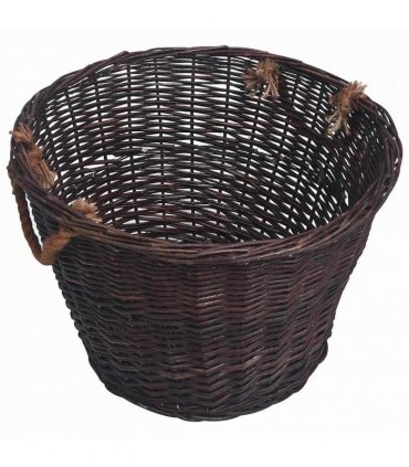 vidaXL 3 Piece Stackable Firewood Basket Set Dark Brown Willow