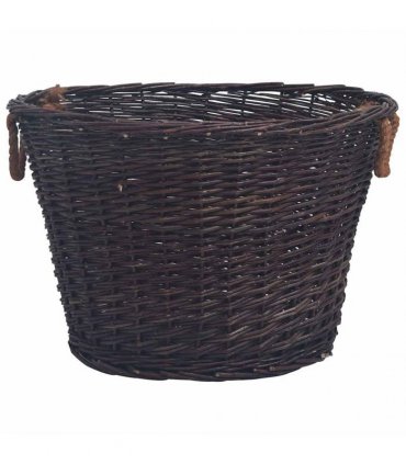 vidaXL 3 Piece Stackable Firewood Basket Set Dark Brown Willow