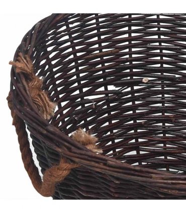 vidaXL 3 Piece Stackable Firewood Basket Set Dark Brown Willow