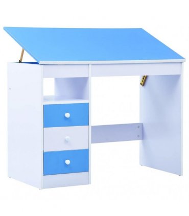 vidaXL Children Drawing Study Desk Tiltable Blue and White