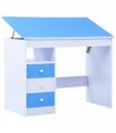 vidaXL Children Drawing Study Desk Tiltable Blue and White
