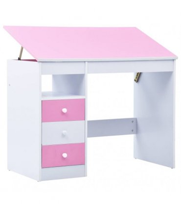 vidaXL Children Drawing Study Desk Tiltable Pink and White