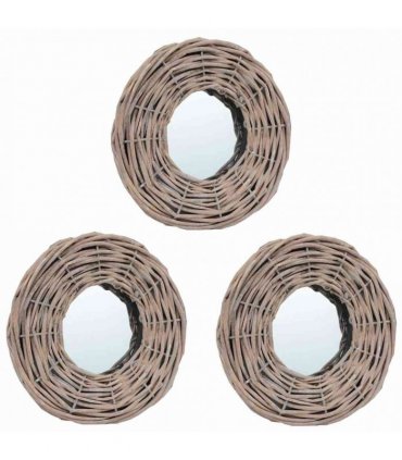vidaXL Mirrors 3 pcs 15 cm Wicker