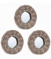 vidaXL Mirrors 3 pcs 15 cm Wicker