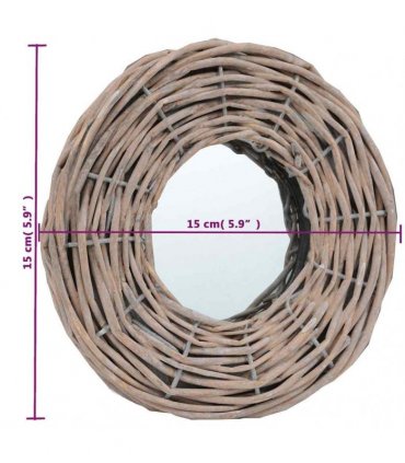 vidaXL Mirrors 3 pcs 15 cm Wicker