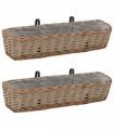 vidaXL Balcony Planter 2 pcs Wicker with PE Lining 80 cm
