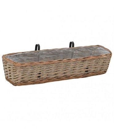 vidaXL Balcony Planter 2 pcs Wicker with PE Lining 80 cm