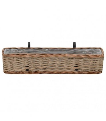 vidaXL Balcony Planter 2 pcs Wicker with PE Lining 80 cm