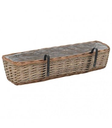 vidaXL Balcony Planter 2 pcs Wicker with PE Lining 80 cm