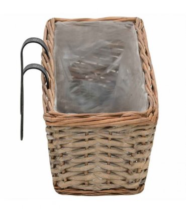 vidaXL Balcony Planter 2 pcs Wicker with PE Lining 80 cm