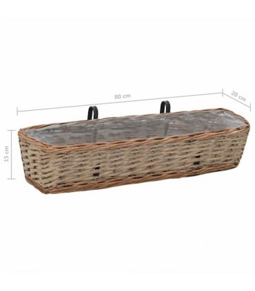 vidaXL Balcony Planter 2 pcs Wicker with PE Lining 80 cm