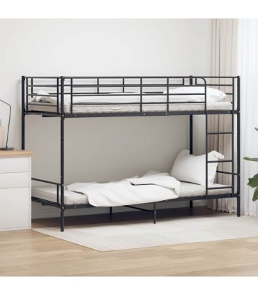 vidaXL Bunk Bed without Mattress Black Metal 90x200cm