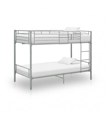 vidaXL Bunk Bed without Mattress Grey Metal 90x200 cm