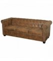 vidaXL Chesterfield Sofa 3-Seater Brown Faux Leather