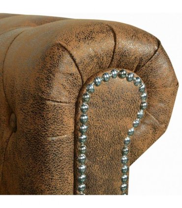 vidaXL Chesterfield Sofa 3-Seater Brown Faux Leather