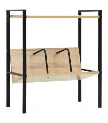 vidaXL 2-Layer Book Shelf Black and Oak 52x28x59 cm Engineered Wood
