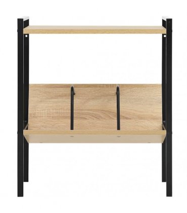 vidaXL 2-Layer Book Shelf Black and Oak 52x28x59 cm Engineered Wood