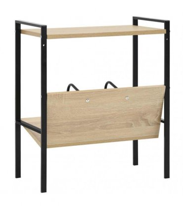 vidaXL 2-Layer Book Shelf Black and Oak 52x28x59 cm Engineered Wood
