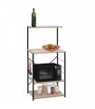 vidaXL Microwave Cabinet Black and Oak 60x39.6x123 cm Engineered Wood