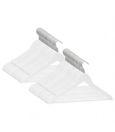 vidaXL 50 pcs Clothes Hanger Set Non-slip White Hardwood
