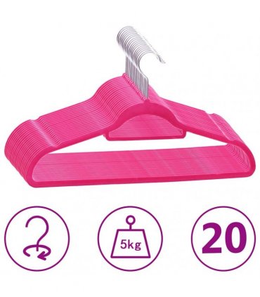 vidaXL 20 pcs Clothes Hanger Set Anti-slip Pink Velvet