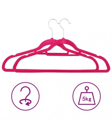 vidaXL 20 pcs Clothes Hanger Set Anti-slip Pink Velvet