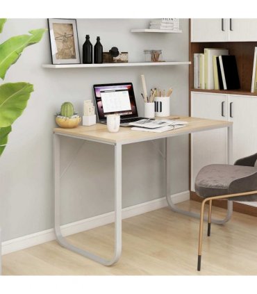 vidaXL Computer Desk White and Oak 110x60x73 cm Engineered Wood