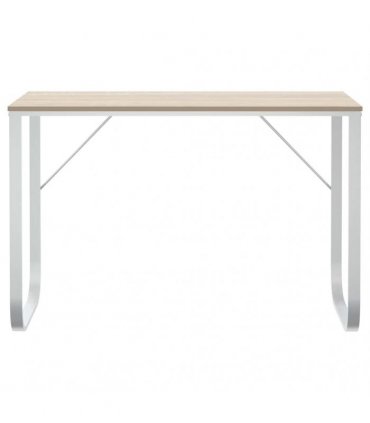 vidaXL Computer Desk White and Oak 110x60x73 cm Engineered Wood