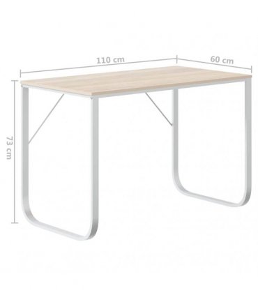 vidaXL Computer Desk White and Oak 110x60x73 cm Engineered Wood