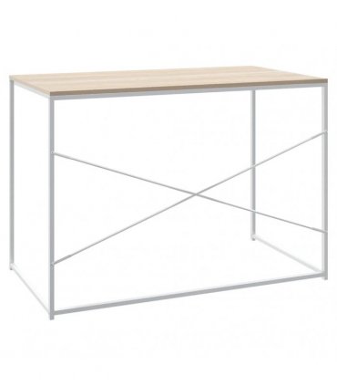 vidaXL Computer Desk White and Oak 110x60x70 cm Engineered Wood