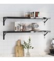 vidaXL Wall Shelves 2 pcs 100x23.5 cm Black Stainless Steel