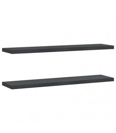 vidaXL Wall Shelves 2 pcs 100x23.5 cm Black Stainless Steel