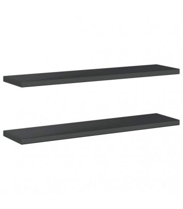 vidaXL Wall Shelves 2 pcs 100x23.5 cm Black Stainless Steel