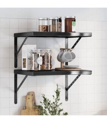vidaXL Wall Shelves 2 pcs 50x40 cm Black Stainless Steel
