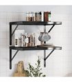 vidaXL Wall Shelves 2 pcs 50x40 cm Black Stainless Steel