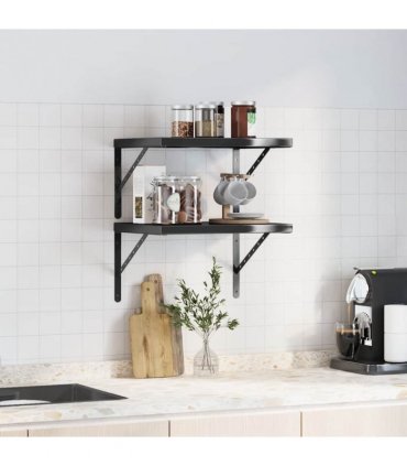 vidaXL Wall Shelves 2 pcs 50x40 cm Black Stainless Steel