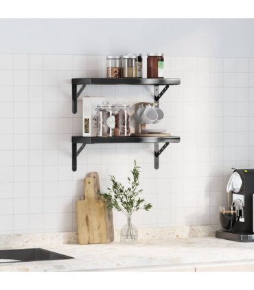 vidaXL Wall Shelves 2 pcs 50x23.5 cm Black Stainless Steel