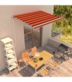vidaXL Manual Awning 3.5 x 2.5 m Orange and Brown Horizontal Stripe