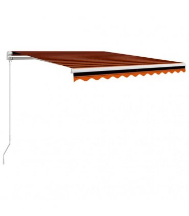 vidaXL Manual Awning 3.5 x 2.5 m Orange and Brown Horizontal Stripe