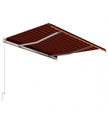 vidaXL Manual Awning 3.5 x 2.5 m Orange and Brown Horizontal Stripe