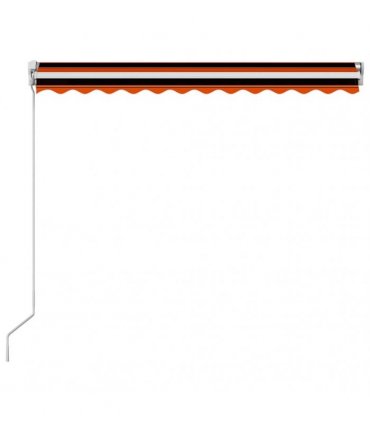 vidaXL Manual Awning 3.5 x 2.5 m Orange and Brown Horizontal Stripe