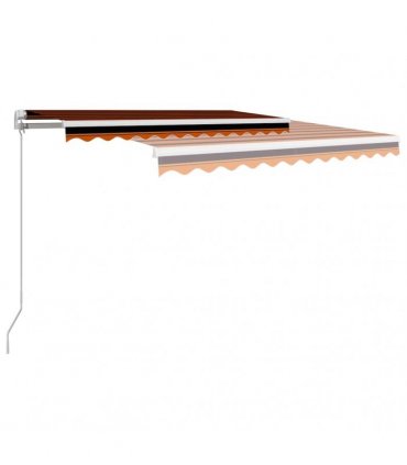 vidaXL Manual Awning 3.5 x 2.5 m Orange and Brown Horizontal Stripe