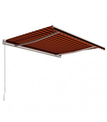 vidaXL Manual Awning 4 x 3 m Orange and Brown Horizontal Stripe