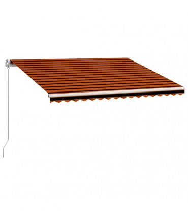 vidaXL Manual Awning 4 x 3 m Orange and Brown Horizontal Stripe
