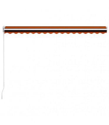 vidaXL Manual Awning 4 x 3 m Orange and Brown Horizontal Stripe